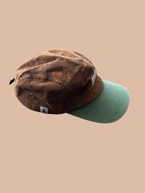 Tinlid Corduroy Camp Hat Brown Green Strapback Outdoor Cap